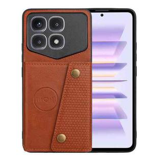 For Xiaomi Redmi K70 Ultra Double Buckle Card Slots Magnetic Phone Case(Brown)