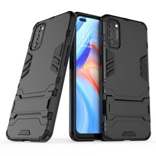 For OPPO Reno4 Pro PC + TPU Shockproof Protective Case with Holder(Black)