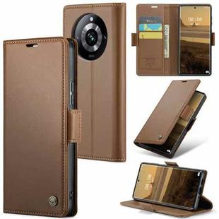 For Realme 11 Pro/11 Pro+ CaseMe 023 Butterfly Buckle Litchi Texture RFID Anti-theft Leather Phone Case(Brown)