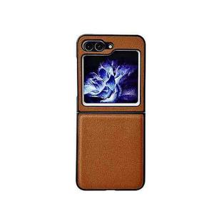 For Samsung Galaxy Z Flip5 Litchi Texture PC +TPU Shockproof Phone Case(Coffee)