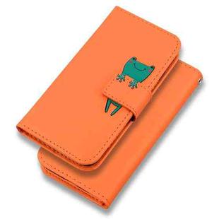 For Motorola Moto G9 Cartoon Buckle Horizontal Flip Leather Phone Case(Orange)