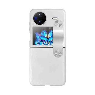 For vivo X Flip PC Shockproof Phone Case with Wrist Strap(White)