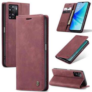 CaseMe 013 Multifunctional Horizontal Flip Leather Phone Case For OPPO A57 4G Global/A57S 4G Global/A77 4G Global/A57e 4G/A77s (Wine Red)