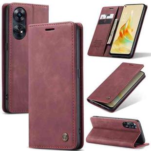 For OPPO Reno8 T 4G CaseMe 013 Multifunctional Horizontal Flip Leather Phone Case(Wine Red)