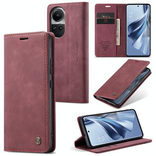 For OPPO Reno10 5G Global／Reno10 Pro Global CaseMe 013 Multifunctional Horizontal Flip Leather Phone Case(Wine Red)