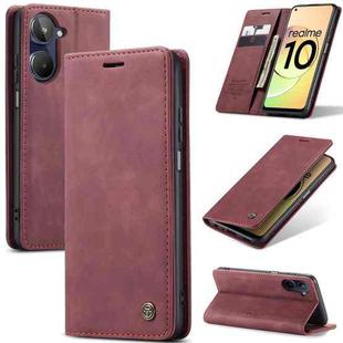 For Realme 10 4G CaseMe 013 Multifunctional Horizontal Flip Leather Phone Case(Wine Red)