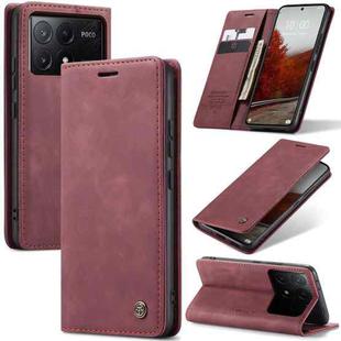 For Xiaomi Poco X6 Pro CaseMe 013 Multifunctional Horizontal Flip Leather Phone Case(Wine Red)