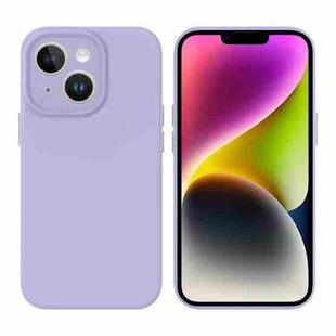 For iPhone 14 Plus Liquid Silicone MagSafe Precision Hole Phone Case(Light Purple)