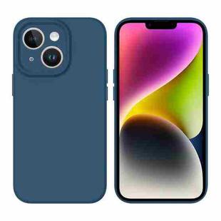 For iPhone 14 Plus Liquid Silicone MagSafe Precision Hole Phone Case(Dark Blue)