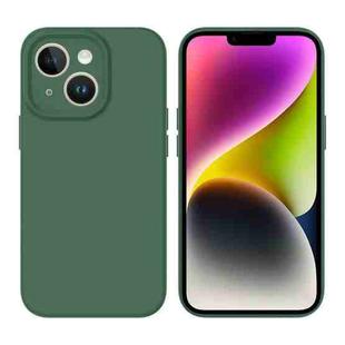 For iPhone 14 Plus Liquid Silicone MagSafe Precision Hole Phone Case(Dark Green)