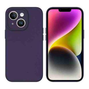 For iPhone 14 Plus Liquid Silicone MagSafe Precision Hole Phone Case(Dark Purple)
