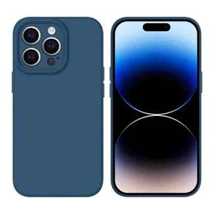 For iPhone 14 Pro Liquid Silicone MagSafe Precision Hole Phone Case(Dark Blue)