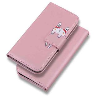 For Samsung Galaxy A21s Cartoon Buckle Horizontal Flip Leather Phone Case(Pink)