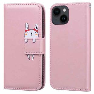 For iPhone 14 Cartoon Buckle Horizontal Flip Leather Phone Case(Pink)