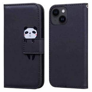 For iPhone 14 Cartoon Buckle Horizontal Flip Leather Phone Case(Black)