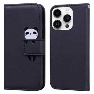 For iPhone 13 Pro Cartoon Buckle Horizontal Flip Leather Phone Case(Black)