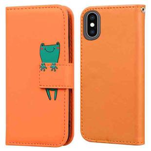 For iPhone X / XS Cartoon Buckle Horizontal Flip Leather Phone Case(Orange)