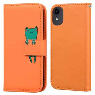 For iPhone XR Cartoon Buckle Horizontal Flip Leather Phone Case(Orange)