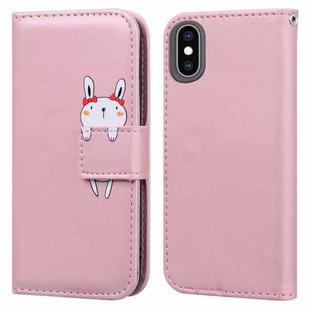 For iPhone XS Max Cartoon Buckle Horizontal Flip Leather Phone Case(Pink)