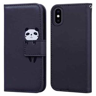 For iPhone XS Max Cartoon Buckle Horizontal Flip Leather Phone Case(Black)