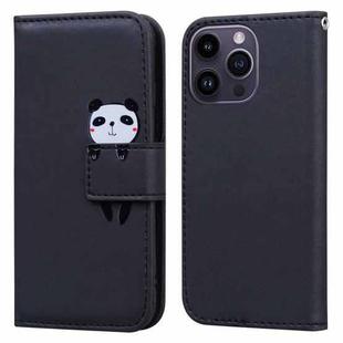 For iPhone 15 Pro Cartoon Buckle Horizontal Flip Leather Phone Case(Black)