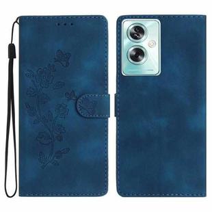 For OPPO A79 5G Flower Butterfly Embossing Pattern Leather Phone Case(Blue)