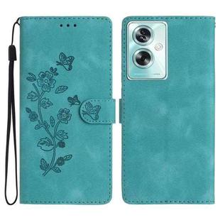 For OPPO A79 5G Flower Butterfly Embossing Pattern Leather Phone Case(Sky Blue)