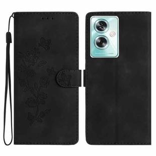 For OPPO A79 5G Flower Butterfly Embossing Pattern Leather Phone Case(Black)