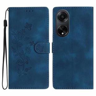 For OPPO A98 5G Flower Butterfly Embossing Pattern Leather Phone Case(Blue)