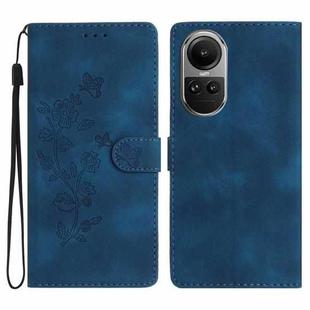 For OPPO Reno10 5G / Reno10 Pro 5G Global Flower Butterfly Embossing Pattern Leather Phone Case(Blue)