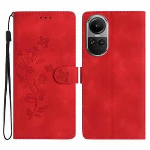 For OPPO Reno10 5G / Reno10 Pro 5G Global Flower Butterfly Embossing Pattern Leather Phone Case(Red)