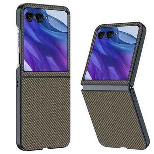 For Motorola Razr 50 Ultra Ultra-thin Carbon Fiber Texture Printing Phone Case(Gold)