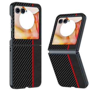 For Motorola Razr 50 Ultra-thin Carbon Fiber Texture Printing Phone Case(Black Red)