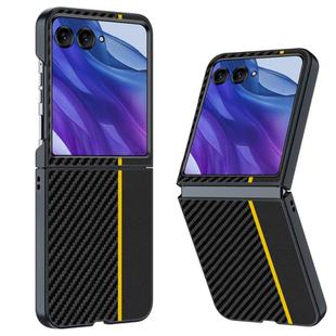For Motorola Razr 60 Ultra Ultra-thin Carbon Fiber Texture Printing Phone Case(Black Yellow)