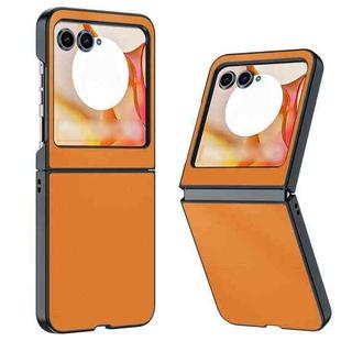 For Motorola Razr 50 Ultra-thin Plain Skin Leather Phone Case(Orange)