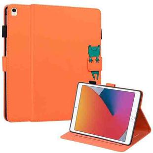 For iPad 10.2 2021 / 2020 Cartoon Buckle Leather Smart Tablet Case(Orange)