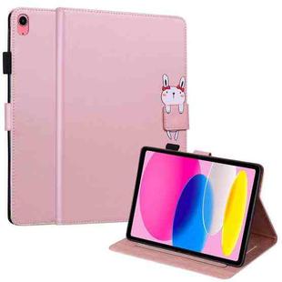 For iPad 10th Gen 10.9 2022 Cartoon Buckle Leather Smart Tablet Case(Rose Gold)