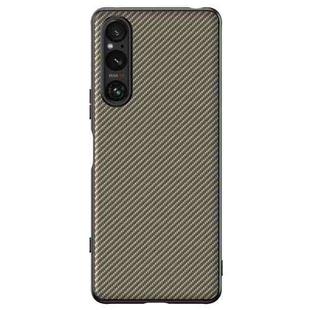 For Sony Xperia 1 V Ultra-thin Carbon Fiber Texture Printing Phone Case(Gold)