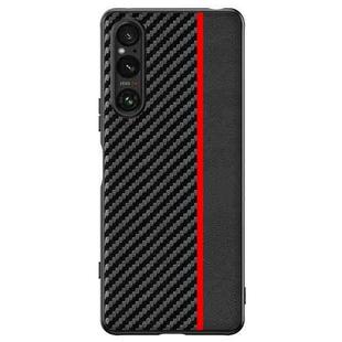 For Sony Xperia 1 V Ultra-thin Carbon Fiber Texture Printing Phone Case(Black Red)