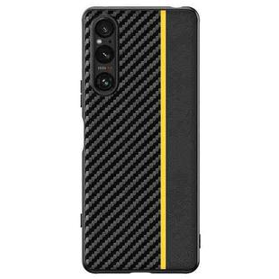 For Sony Xperia 1 V Ultra-thin Carbon Fiber Texture Printing Phone Case(Black Yellow)