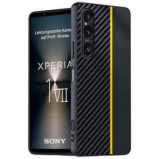 For Sony Xperia 1 VII Ultra-thin Carbon Fiber Texture Printing Phone Case(Black Yellow)
