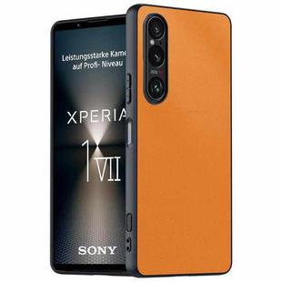 For Sony Xperia 1 VII Ultra-thin Plain Skin Leather Phone Case(Orange)