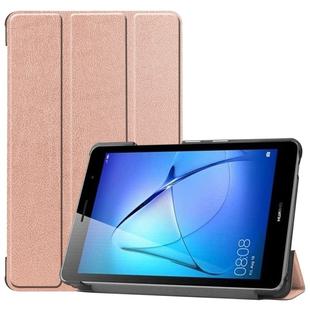 For Huawei MatePad T8 Custer Texture Horizontal Flip Leather Case with Three-folding Holder(Rose Gold)