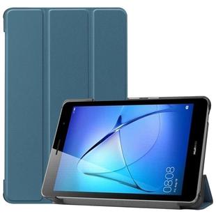 For Huawei MatePad T8 Custer Texture Horizontal Flip Leather Case with Three-folding Holder(Blackish Green)