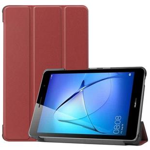 For Huawei MatePad T8 Custer Texture Horizontal Flip Leather Case with Three-folding Holder(Wine Red)