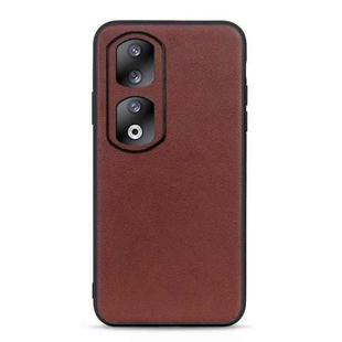 For Honor 90 Pro Lambskin Texture Genuine Leather Phone Case(Brown)