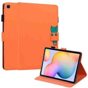 For Samsung Galaxy Tab S6 Lite Cartoon Buckle Leather Tablet Case(Orange)