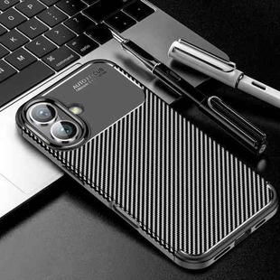 For iPhone 16 Carbon Fiber Texture Shockproof TPU Phone Case(Black)