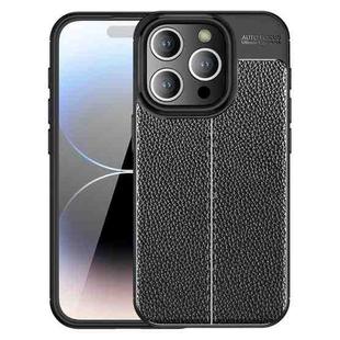 For iPhone 15 Pro Litchi Texture Shockproof TPU Phone Case(Black)