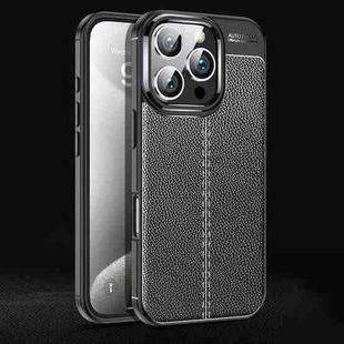 For iPhone 16 Pro Max Litchi Texture Shockproof TPU Phone Case(Black)